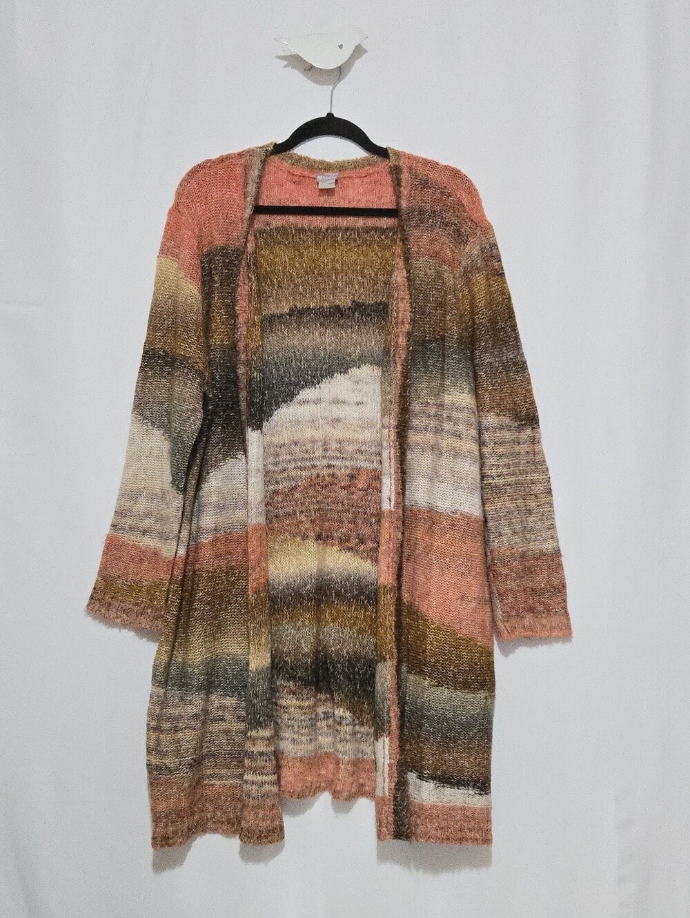 Chico's Longline Duster Cardigan - Earth Tones - Space-Dyed Ombre - Size XXL